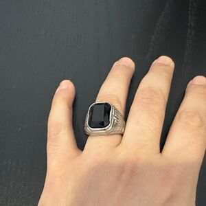 Elegant Black Silver Men's Ring
